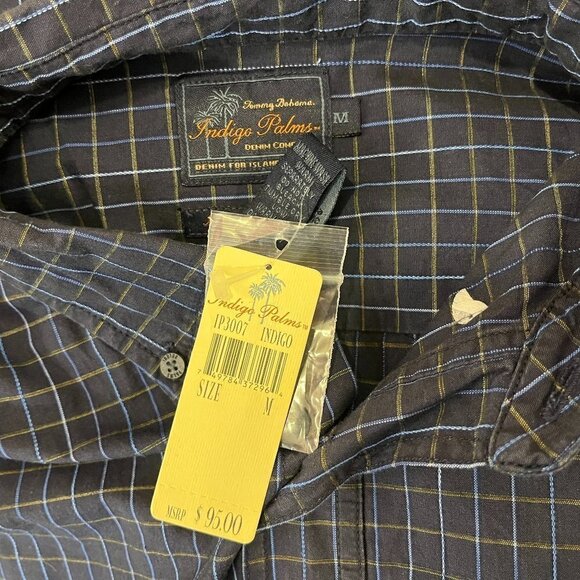 TOMMY BAHAMA INDIGO PALMS Yam Dyed Button up Shirt - Size Medium - NWT $95 - Picture 4 of 4